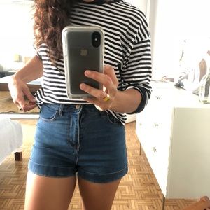 High waisted denim short
